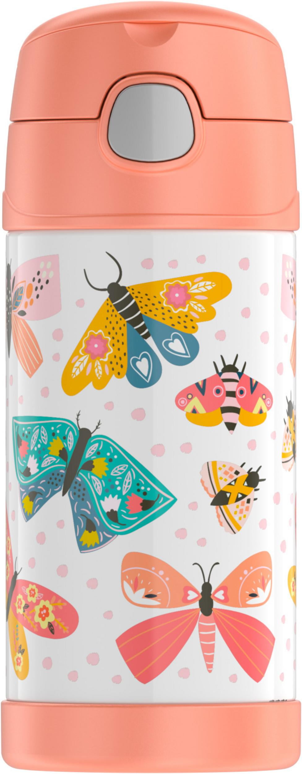 Thermos Kids Stainless Steel Vacuum Insulated Funtainer straw bottle, Butterfly, 12oz