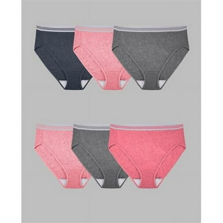 Ladies Plus Fit for Me Heather Cotton Hi-Cut Panty  Assorted Color - Size 12 - Pack of 6