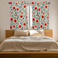 thumbnail image 5 of Watercolor Floral 2 Panel Kitchen Curtains for Windows, Spring Red Poppy Flower Botanical Beige Bathroom Privacy Curtain, Home Décor Window Treatment for Bedroom/Living Room 55"x45", 5 of 8
