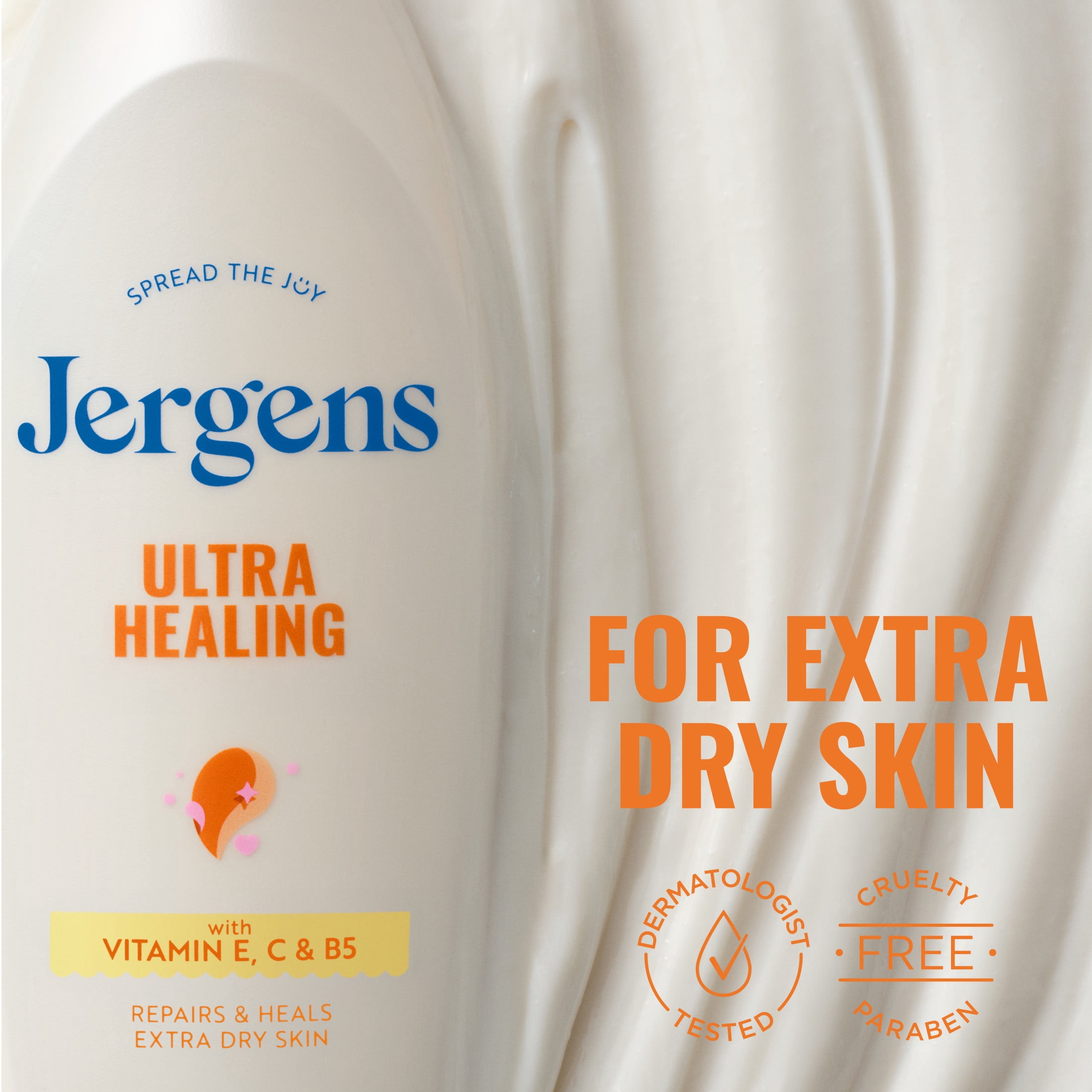 (4 pack) Jergens Ultra Healing Hand and Body Lotion Dry Skin Moisturizer, Vitamins C, E, B5, 33.8 fl oz