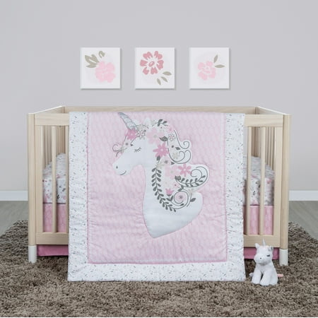 UPC: 0846216065460 | Sammy & Lou Unicorn Floral 4 Piece Crib Bedding Set  Pink  Infant