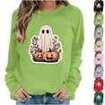 thumbnail image 2 of Qingpeng Womens Halloween Sweatshirt Crew Neck Fashion Cute Long Sleeve Fleece Crewneck Sweatshirt for Holiday Wear, 2 of 6