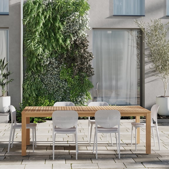 Amazonia Deepdale 7- Piece Eucalyptus Wood Outdoor Dining Set White
