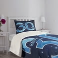 thumbnail image 3 of Ambesonne Navy Blue Quilted Bedspread Set 2 Pcs, Modern Birthday Image, Twin Size, Dark Blue Turquoise, 3 of 5