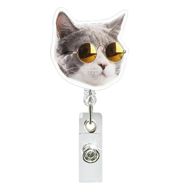 Acrylic Badge Clip | 2D Cute Expression | Stretch Scroll Flat ID Holder for Work Events