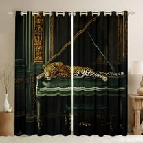 Feelyou 3D Leopard Cheetah Blackout Curtains Set of 2 (52x84 Each), Retro Western Fashion Window Curtains, Kawaii Jungle Animal Curtains and Drapes, Black Out Curtains Decor