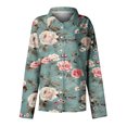 thumbnail image 4 of SnZhen Women's Bloues Printing Fashion Long Sleeved Printed Lapel Button Up Comfy Loose Bloues Green#01 XXXL, 4 of 4