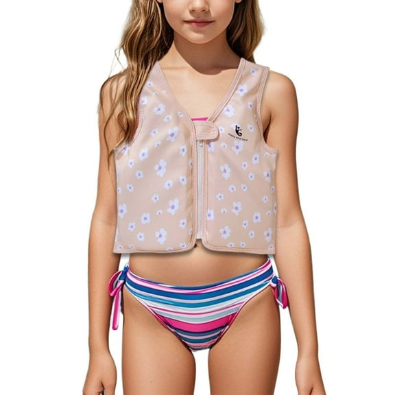 SUYOLL Children Girls Swimwear Tankini Top Outdoor Summer Activities Comfortable Swim Vest 4-8 Years Holiday Vacation Beach