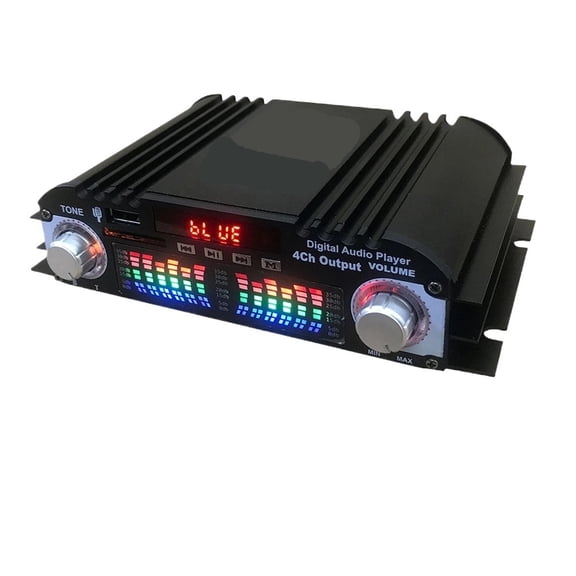 1600W Peak HiFi Sound Amplifier FM USB Remote Control Bluetooth Player 4 Channel