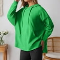 thumbnail image 4 of Womens Long Sleeve Tops Women's Solid Color Sweatshirt A Fashionable And Casual Solid Color Hooded Top With A Short Front And Long Back, 4 of 5