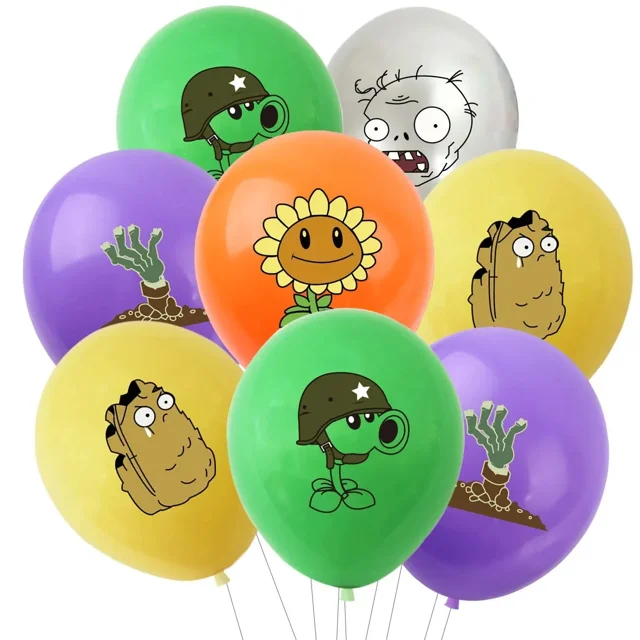 Globos de látex de plantas VS Zombies, juego de feliz cumpleaños, suministros para fiestas, juguete de decoración, 10 piezas(10pcs