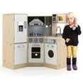 thumbnail image 1 of Gymax Kids Corner Wooden Kitchen Playset Pretend Cooking Toy w/ Cookware Accessories, 1 of 10