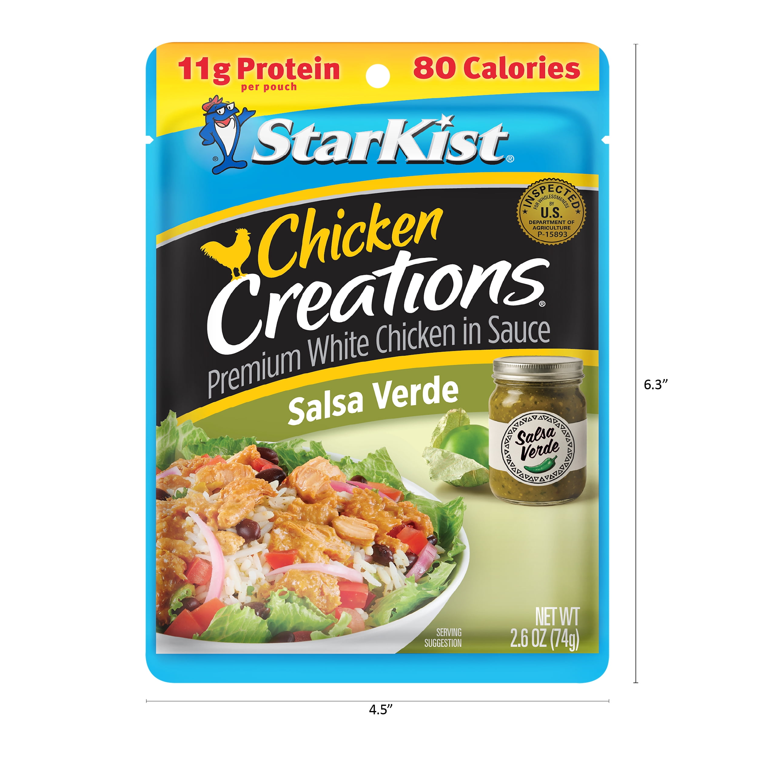 StarKist Chicken Creations Salsa Verde Style Fully Cooked Chicken, 11g Protein, 2.6 oz Pouch