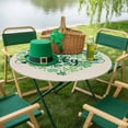 thumbnail image 6 of Round Fitted Tablecloth,Irish St. Patrick's Day Four-Leaf on Linen Circle Table Cover Waterproof Table Cloth with Elastic Edge,Love Heart Stretched Outdoor Tablecloths for Kitchen Picnic 45-54in, 6 of 9