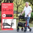 thumbnail image 4 of COSYWILL Rollator Walkers with Seat for Seniors, Foldable 10" Big Wheels All Terrain Rolling Walker,Adjustable Handles, Mobility Walker for Seniors,Light Red, 4 of 10