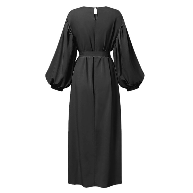 Njoeus Long Lantern Sleeve Maxi Dress for Women Casual Elegant Flowy Midi Dress Crewneck High Waist Fall Winter Dresses with Belt - Walmart.com Njoeus Long Lantern Sleeve Maxi Dress for Women Casual Elegant Flowy Midi Dress Crewneck High Waist Fall Winter Dresses with Belt - Walmart.com