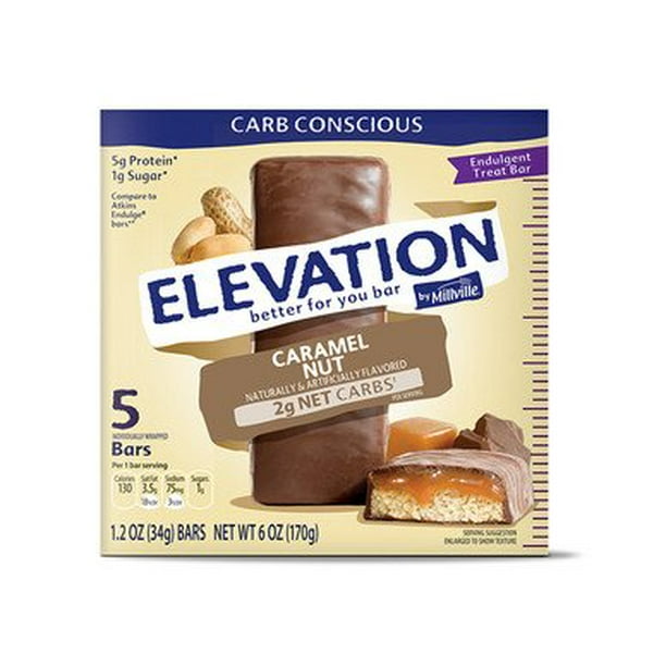 Elevation by Millville Caramel Nut Endulgent Bars 6oz(1.2oz x 5 Bars