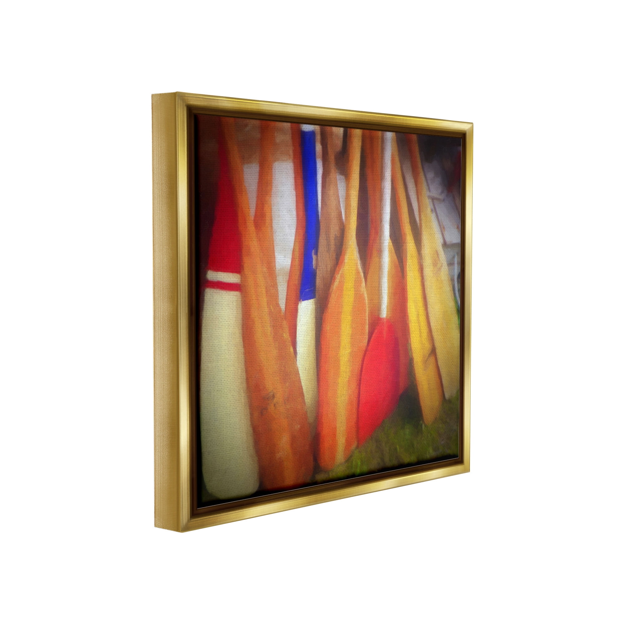 Stupell Industries Nautical Boating Oars Abstract Painting Gold Floater Framed Canvas Art Print Wall Art, 18 x 18