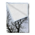thumbnail image 2 of Tree Soft Flannel Fleece Blanket, Silhouette of a Bench and a Tree Against Pale Evening Sky in Winter Nature Landscape, Cozy Plush for Indoor and Outdoor Use, 50" x 70", Blue Brown, by Ambesonne, 2 of 5