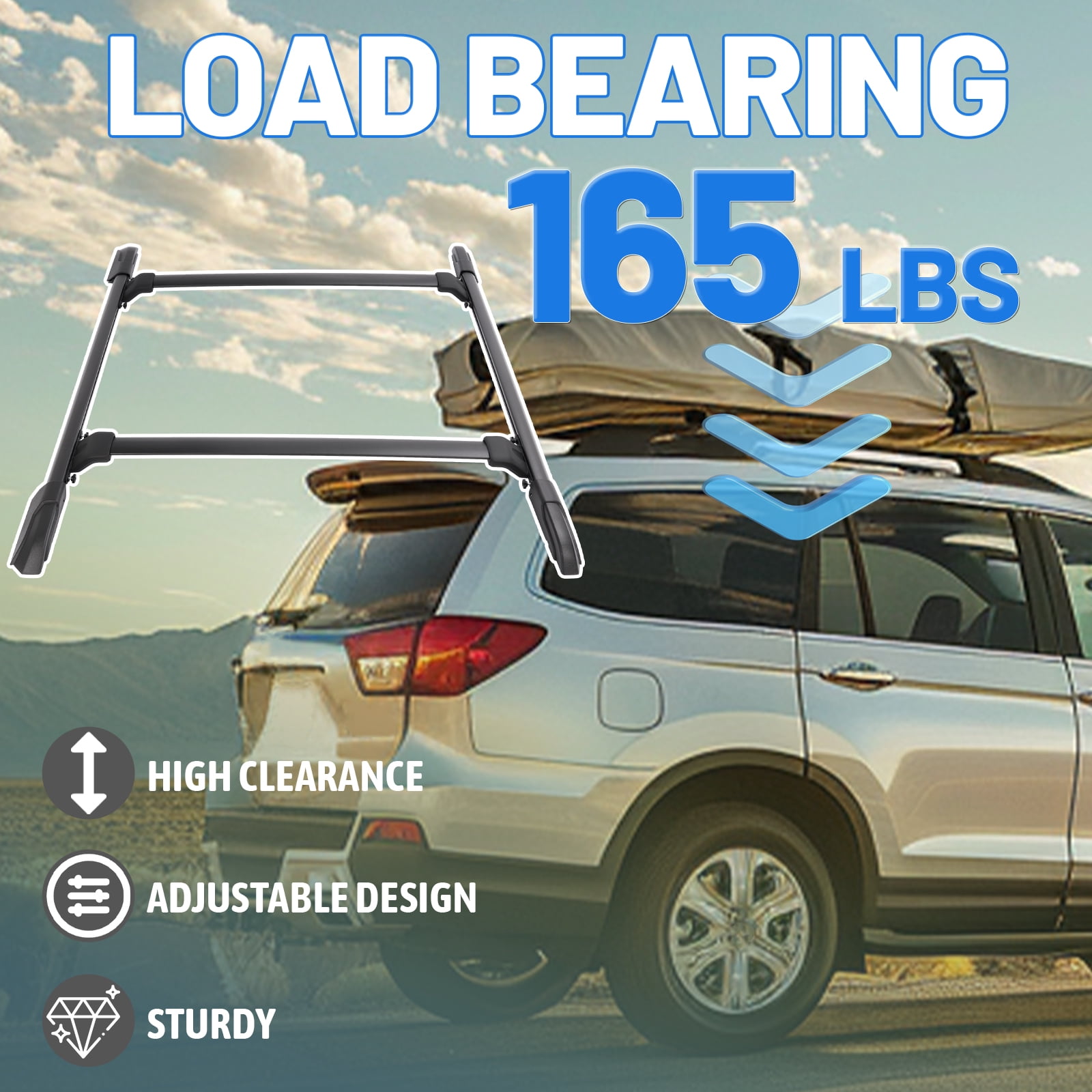 Kojem Roof Rack Cross Bar and Side Rail Fit for 2009-2015 Honda Pilot  Luggage Cargo Ladder Crossbars Bike Load Rail