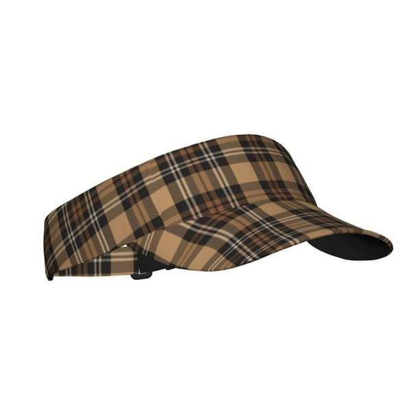 Fotbe khaki coffee plaid Visera Deportiva con Diseño, Gorra Abierta Ajustable de Algodón para Mujer y Hombre