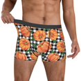 thumbnail image 2 of Salouo Autumn Pumpkins Gingham Print Men's Boxer Briefs,Breathable Underwear Elastic Waistband Briefs for Men -Small, 2 of 8