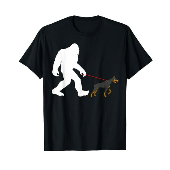 Bigfoot Walking Doberman Pinscher Doberman Dog Lover T-Shirt