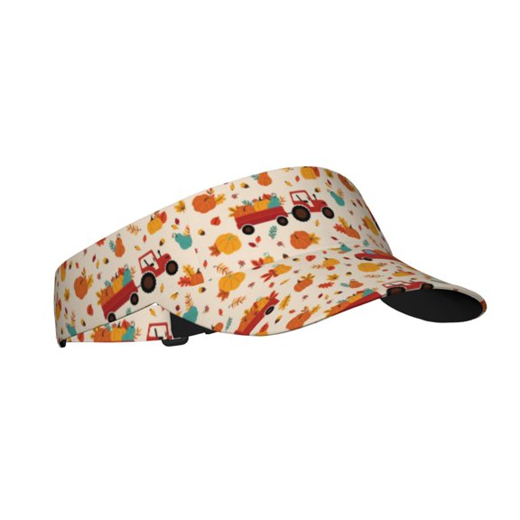 Balery Pumpkins On Red Car And Tractor Sport Wear Athletic Visor Sun Sports Visor Hat Visor Adjustable Cap for Women and Men (One Size)
