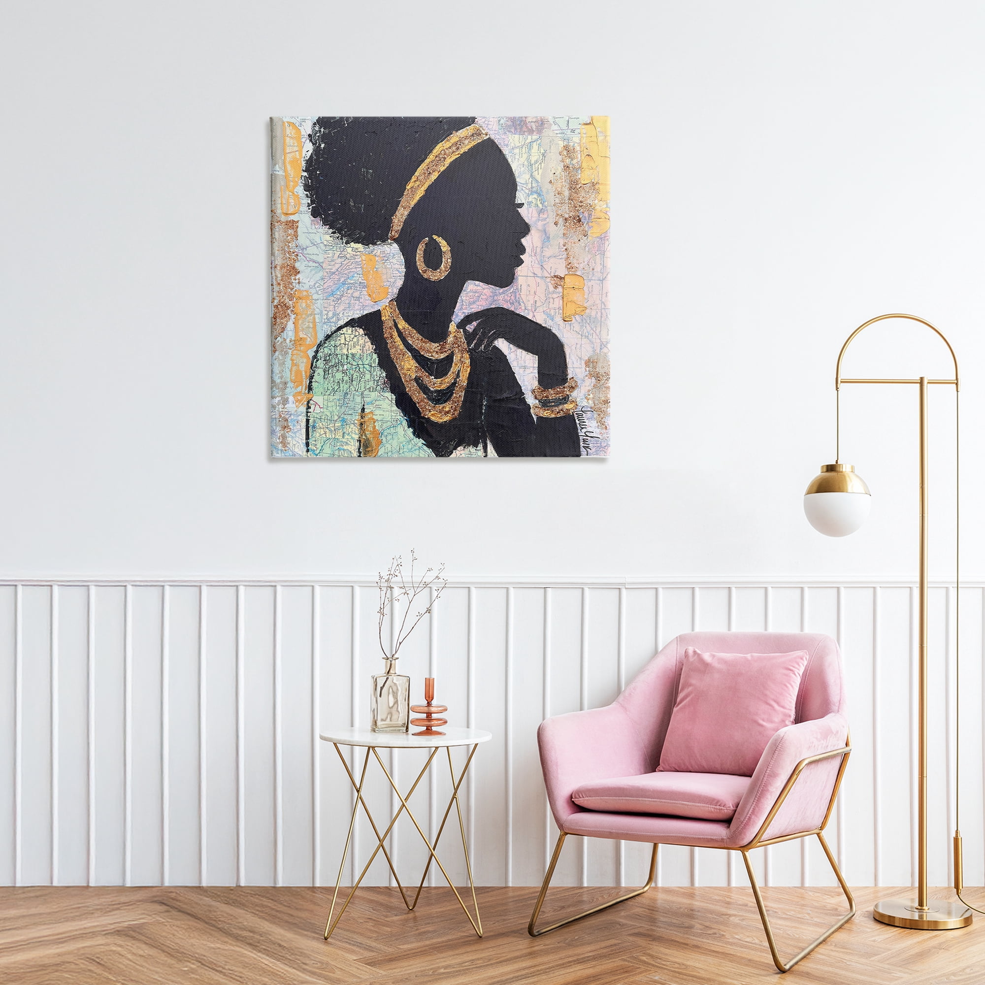 Stupell Industries Jewelry Clad Girl Silhouette Canvas Wall Art, design by Lauren Luna