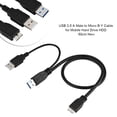 thumbnail image 4 of PVC Outer 50cm USB Cable, Micro-B Cable, Micro-B Male Y-cable USB HUB Mobile Hard Disk Standard USB3.0 Male Micro USB 3.0 Male Mobile Hard Drive Mobile Phone, 4 of 6
