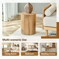 thumbnail image 5 of Round Cylindrical Coffee Table, 11.8" Diameter x 15.7" Height Wooden Side Table, Minimalist Wood Grain Accent Table for Living Room, Bedroom or Office, No Assembly, 5 of 6