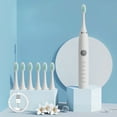 thumbnail image 1 of Cepillo de dientes eléctrico recargable para adultos - cerdas suaves, 5 modos de limpieza, carga USB, 6 cabezales de cepillo, impermeable, blanco/verde/rosa/azul, 1 of 8