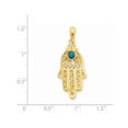 thumbnail image 2 of 14K Yellow Gold Hamsa Synthetic Turquoise Filigree Pendant Necklace with Chain, 2 of 4