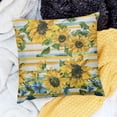 thumbnail image 2 of BANET Throw Pillow Covers, Green Yellow Stripe Print Square Short Plush Pillowcase Soft Decorative Cushion Case for Sofa Bedroom Car 18x18in, 2 of 5