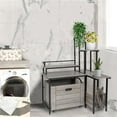 thumbnail image 2 of Huisuilinss Cat Litter Box Enclosure With Stand,Hidden Litter Box Furniture,Corner Wood Cat Washroom,Cat House,Litter Box Cabinet With Pullable Carring Tray,Catch Litter,Plant Stand, 2 of 9