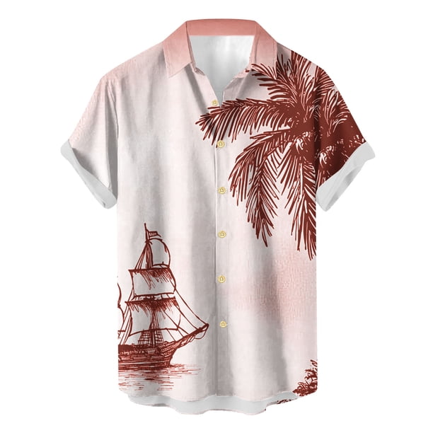 Camisetas de Lino para Hombres Vintage Bowling Manga Corta Cuello Cubano, Retro Playa Y Verano Hombre Manga Corta Botón Abajo Camisetas