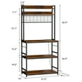 thumbnail image 3 of Walsunny Kitchen Bakers Rack with Power Outlet Shelves for Microwave with 10 Hooks Coffee Bar Cabinet Station and Kitchen Cart Vintage Brown, 3 of 8