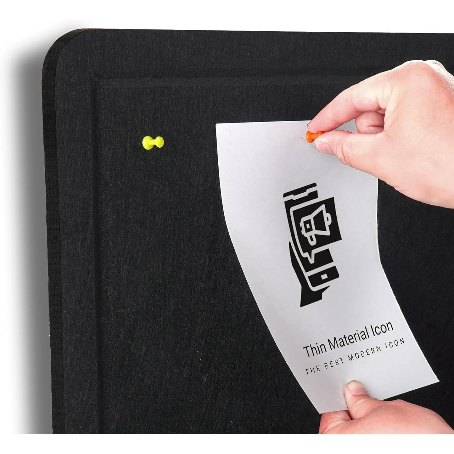 Bulletin Board - 35 x 17.5 inches Decorative Felt Pin Board - Cork Board Alternative for Wall - Foldable Photo Board Self-Adhesive Prayer Board with 20 Pushpins - Black