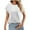 White, variant on Womens Tops 2025 Fashion Plus Size Solid Color Textured Pocket Short Sleeved Round Neck Loose Top