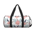 thumbnail image 2 of YFYANG Large Capacity Canvas Gym Bag for Men and Women, Pink Flower Leaf Pattern Round Portable Travel Bags for Sports Fitness, 2 of 8