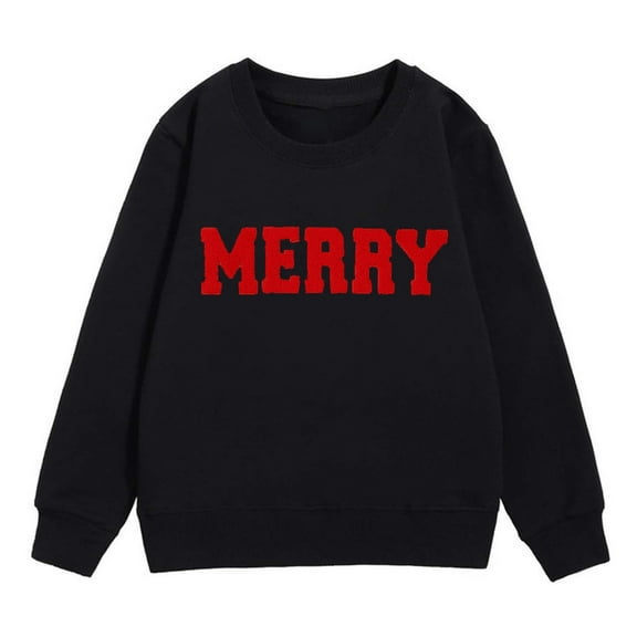 HXWCHs Kids' girls' casual sweatshirts for everyday wear Girls Long Sleeve Letter Print Sweatshirt Pullover top with Cute Design for Children Black 7-8 Years