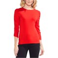 thumbnail image 1 of Vince Camuto Womens Ruched Sleeve Basic T-Shirt, Orange, X-Large, 1 of 1