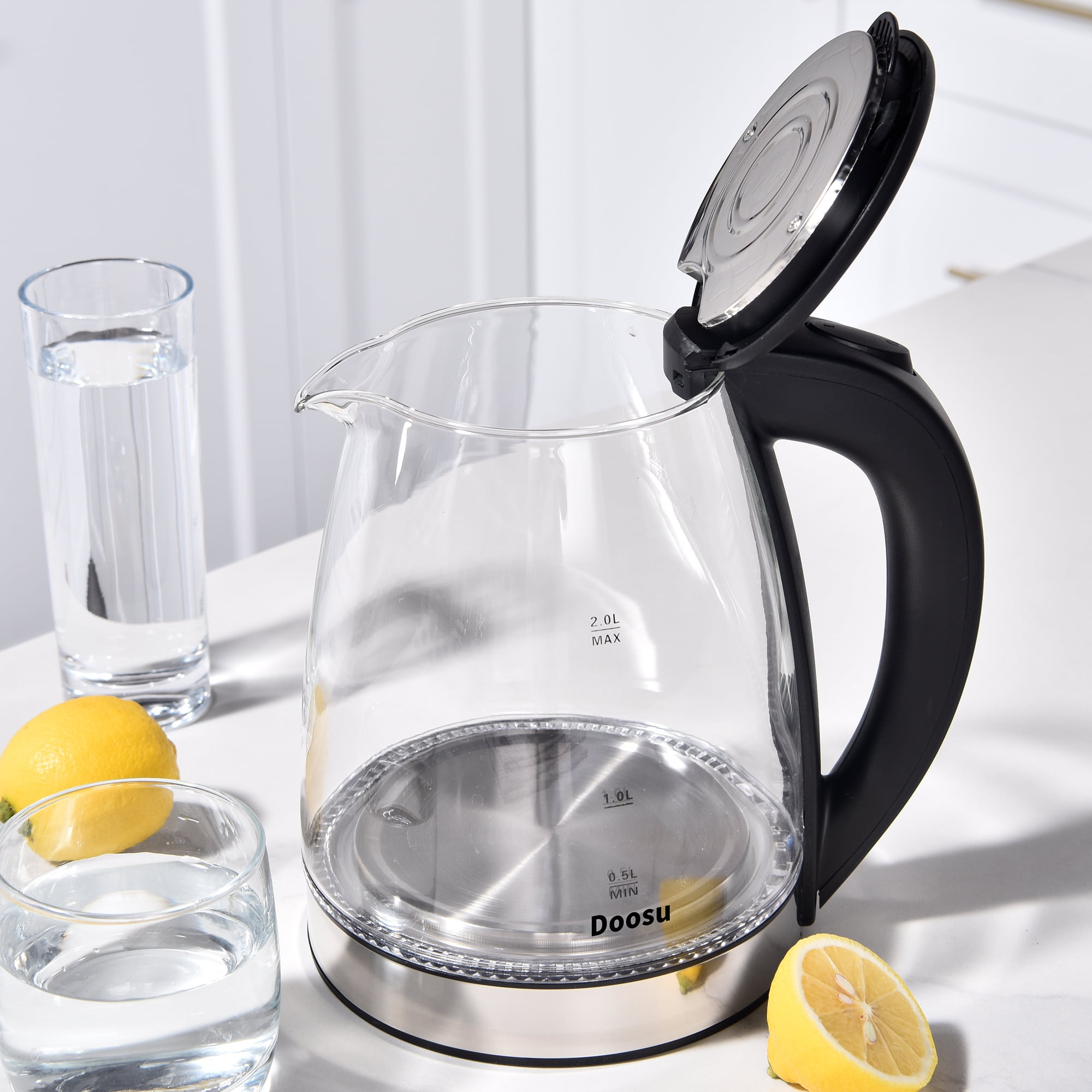 Doosu Glass Electric Kettle - 2.0L Capacity, Fast Heating, Auto Shut-Off, Easy to Clean
