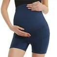 thumbnail image 3 of BOOMILK Maternity Shorts for Women Stretch High Waisted Over the Belly Yoga Shorts Pregnancy Slim Athletic Workout Short Leggings Blue, 3 of 5