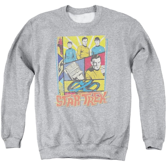 Star Trek Vintage Collage Adult Crewneck Sweatshirt Athletic Heather