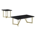 thumbnail image 1 of 2pc Black Wood Coffee Table Set with Gold Painted Legs, 1 of 2