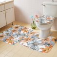 thumbnail image 4 of Retro Lily Flower Bathroom Rugs Set Orange White Floral Modernism Non Slip Absorbent Soft Bath Mats 3 Piece Set with Bathroom Rug, U-Shaped Floor Mat, Toilet Seat Cover Large Size, 4 of 9