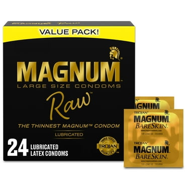 Trojan Magnum Raw Large Size Condoms - 24 Count