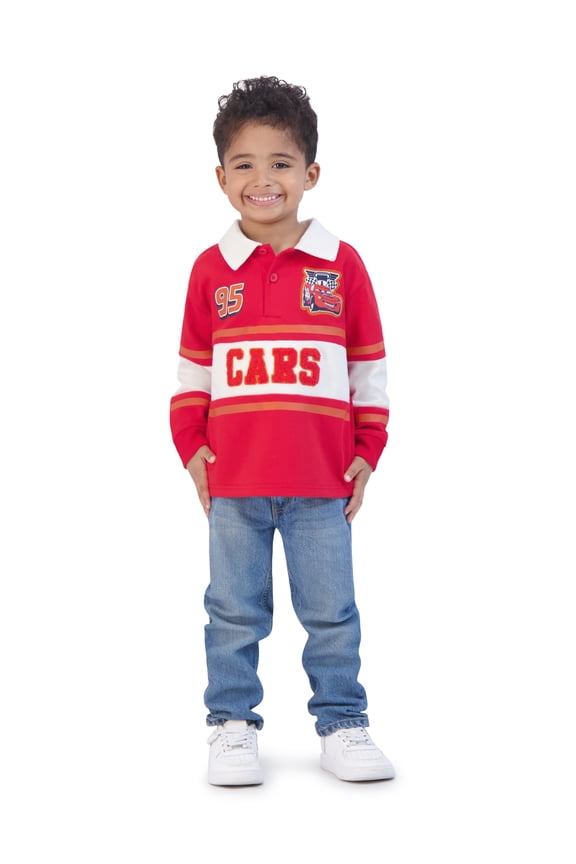 Cars Toddler Boy Long Sleeve Polo Shirt, Sizes 12 Months - 5T