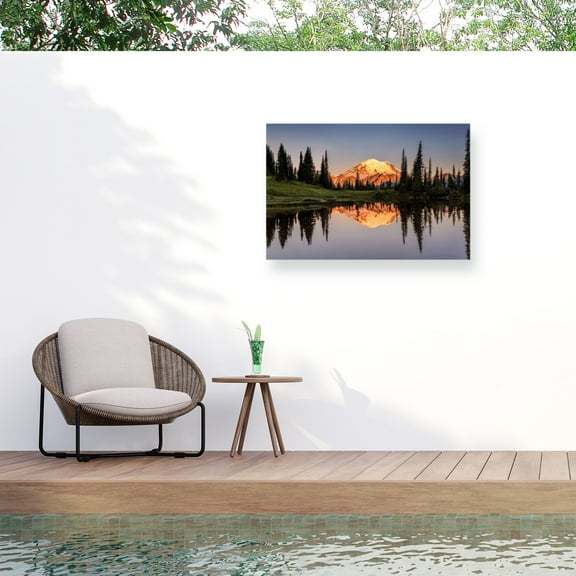 Pierre Leclerc 'Tipsoo Lake Sunrise' Outdoor Canvas 30x47